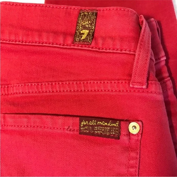 7 For All Mankind Red Skinny Jeans - Picture 5 of 7